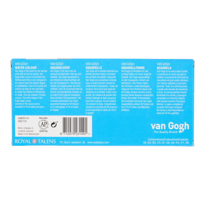 Van Gogh Set d'aquarelles avec 10 couleurs en tubes de 10 ml Van Gogh Set d'aquarelles avec 10 couleurs en tubes de 10 ml